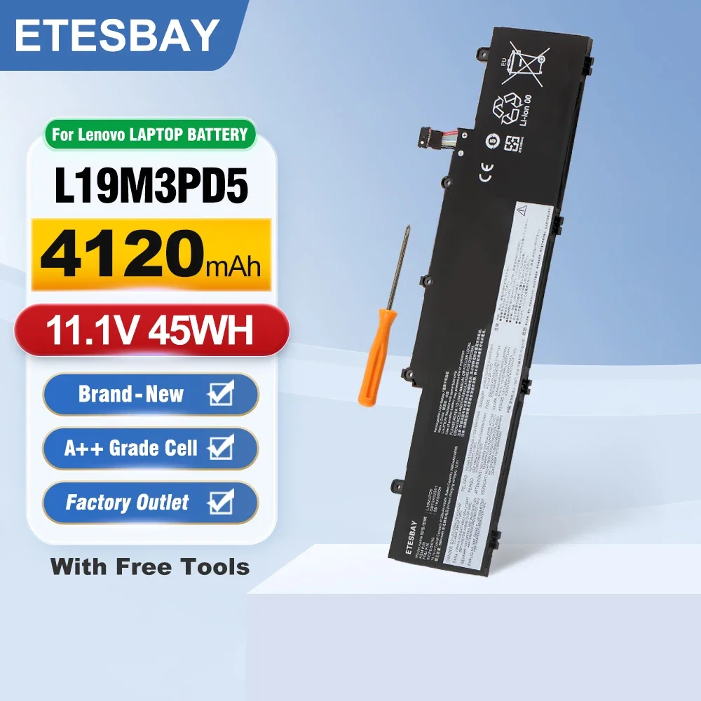 ETESBAY L19M3PD5 L19D3PD5 Laptop Battery For Lenovo ThinkPad E14 E15 Gen 2/ Gen 3 SB10X02608 5B10X02603 L19C3PD5 L19L3PD5 45WH