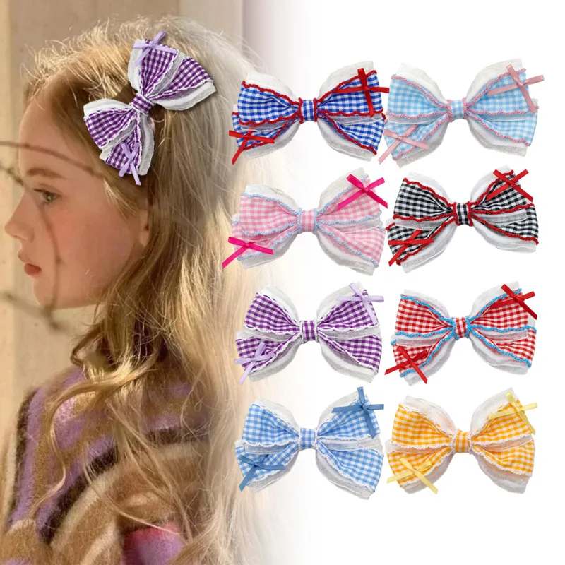 

32pc Tartan Plaid Bow Hair Clips 4.1inch Barrettes Hairpins for Baby Girls Kid Christmas Hair Accessories Bulk Pack