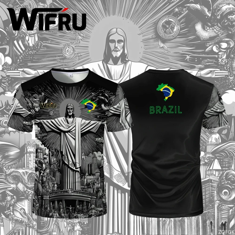 

Summer New Brazilian Jesus Football Jersey Wifiru Outdoor Football Training Breathable Uniform Men's T-shirt Children's Top