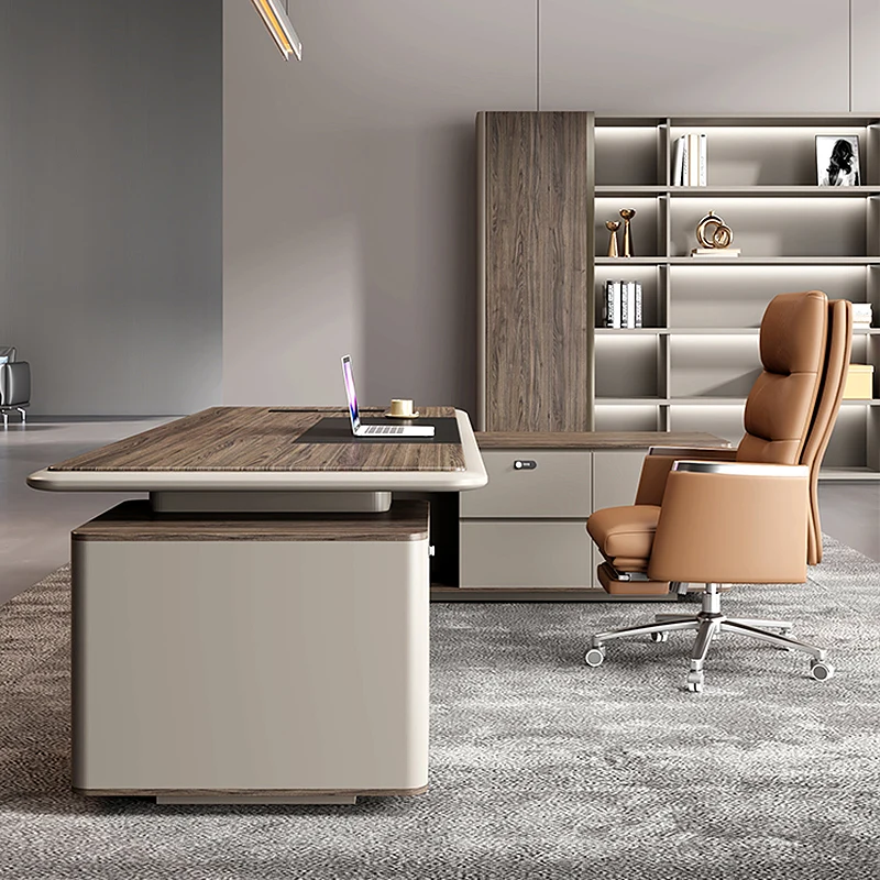 

Simple desk, modern manager, president's office desk and chair combination, light luxury desk