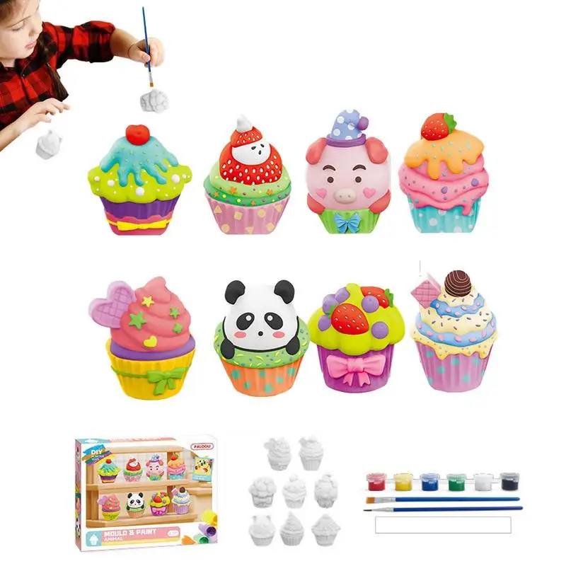 

Plaster Painting Craft Kit 8Pcs Paintable Toy Kit For Craft Making Activity Home Decoration Kids Painting Accessories Birthday