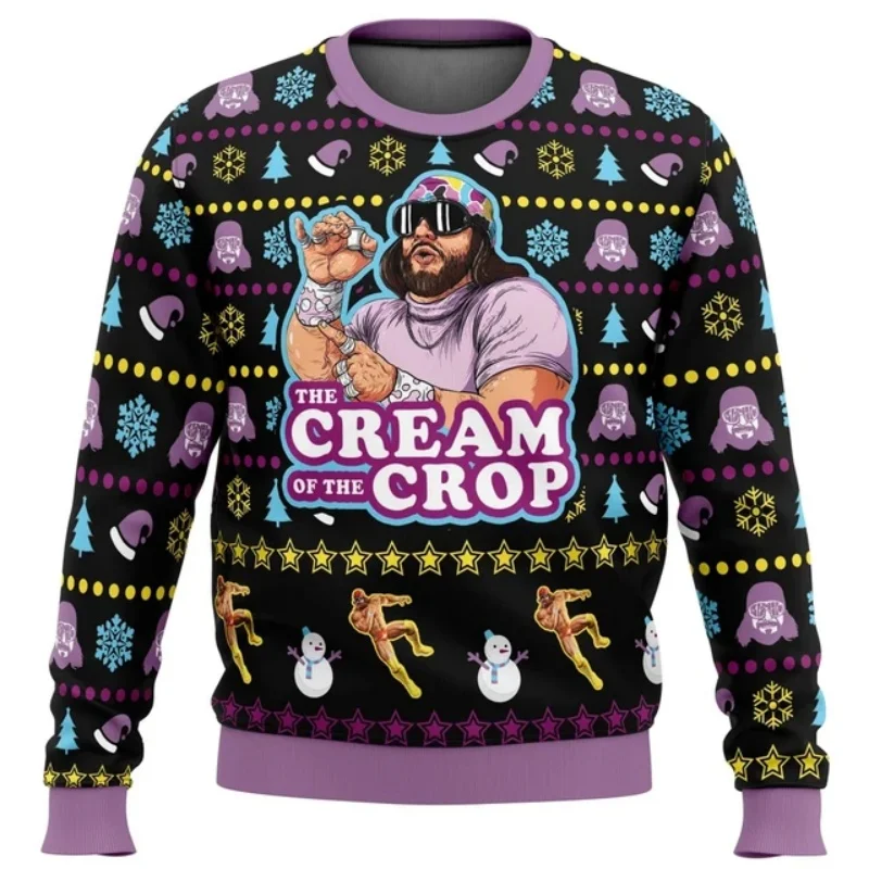 The Cream Of The Crop Ugly Christmas Sweater Geschenk Weihnachtsmann Pullover Herren 3D Sweatshirt und Top Herbst- und Winterkleidung