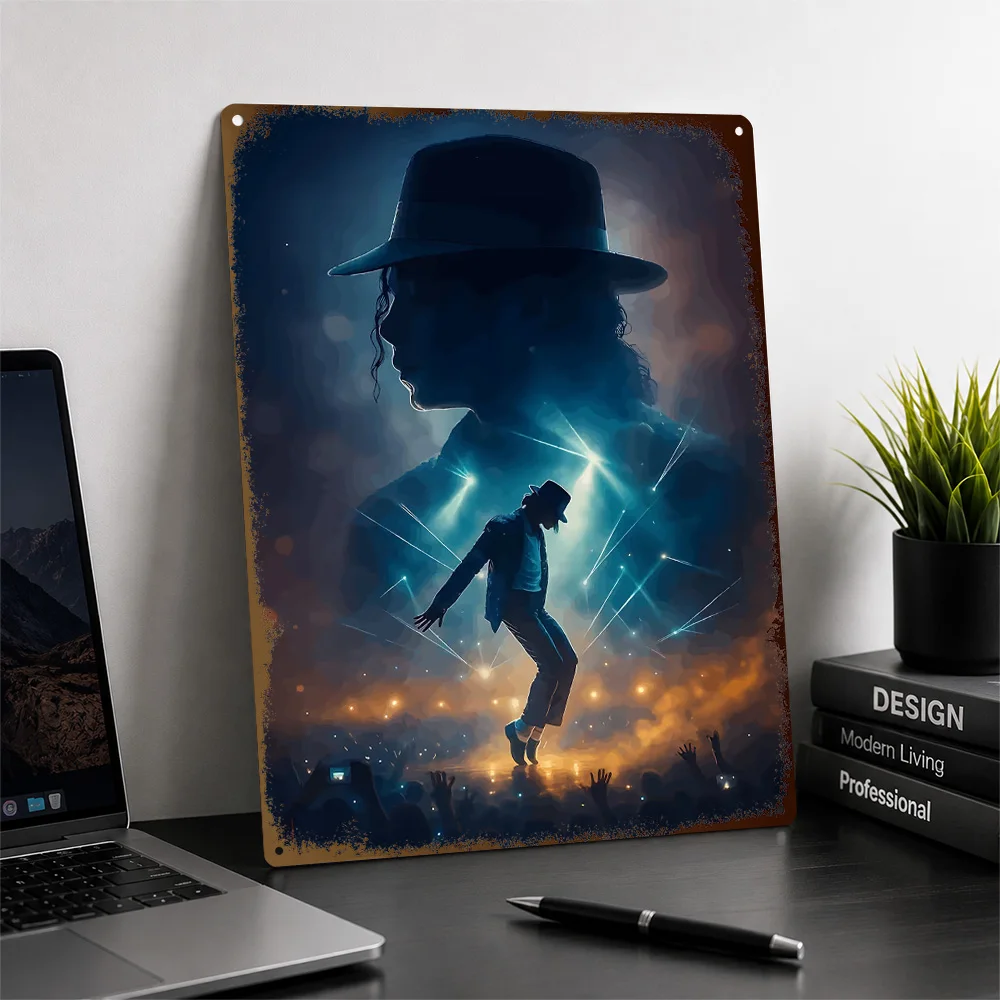 Michael Jackson Performance Digital Illustration Aluminum Poster Customized Metal Sign Pop Tribute Wall Art For Dedicated Fans