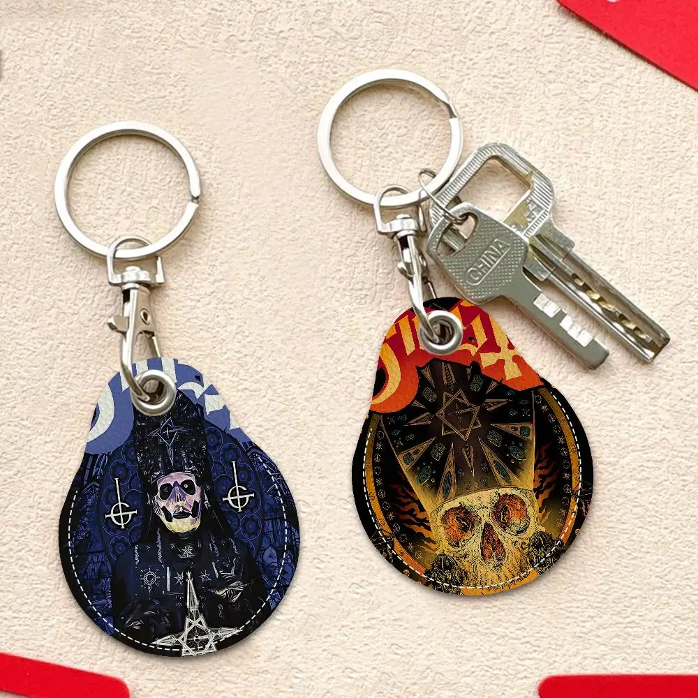 G-Ghost Band Keyring Leather Access Card Holder Keychain Community Water Drop Proximity Card Protective Case