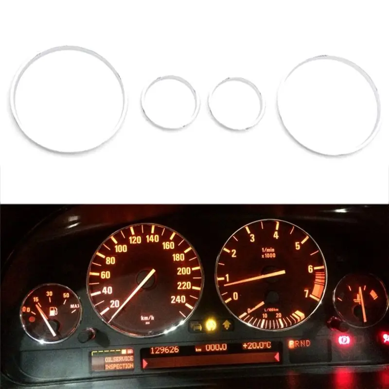 ABHX-Car Speedometer Cover Bezel Trim Dashboard Gauge Ring Set For BMW E39 5 Series E38 7 Series E53 X5 - view 6