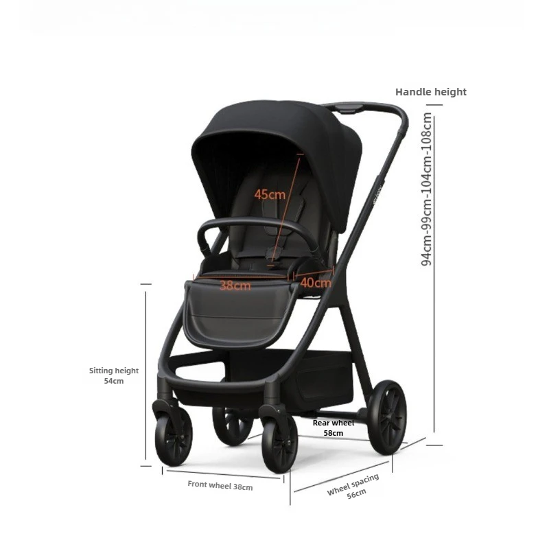하이뷰 유모차는 앉거나 누울 수 있으며 가볍고 접이식, 양방향 하이뷰 아기 신생아 유모차