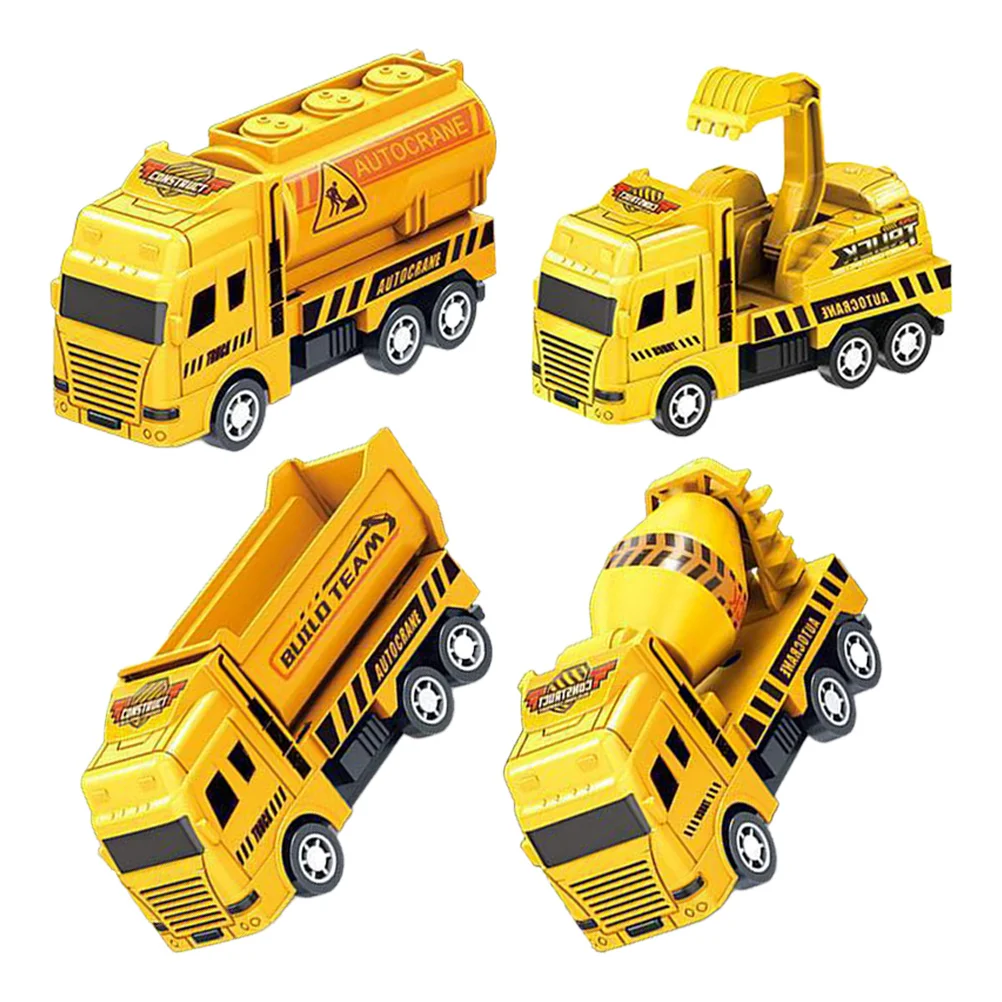 4-teilige, reibungsbetriebene kleine Baucks für Kinder, tragbare Pull-Back-Autos, perfekt für Spiele im Freien, Kleinkinder, Auto, Fahrzeug