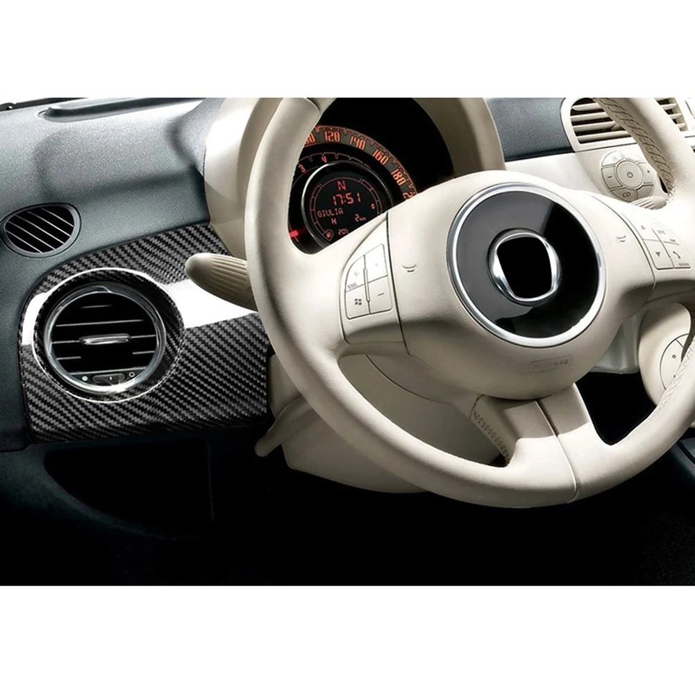 

A03E-Real Hard Carbon Fiber Car Main Driver Side Panel Sticker Interior Trim Cover For Fiat 500 Abarth Accessories LHD