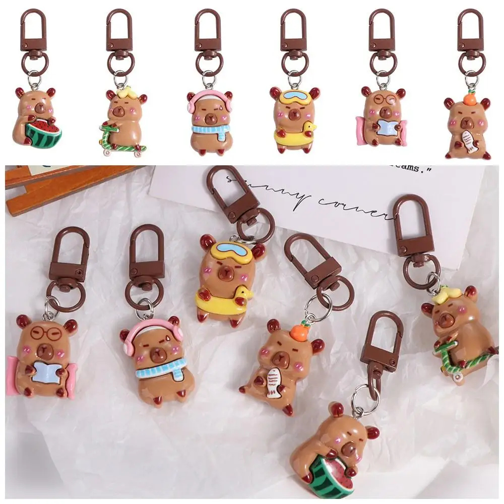 Kawaii الحيوان كابيبارا المفاتيح الراتنج لطيف كابيبارا حقيبة معلقة مضحك الإبداعية كابيبارا قلادة للجنسين #5