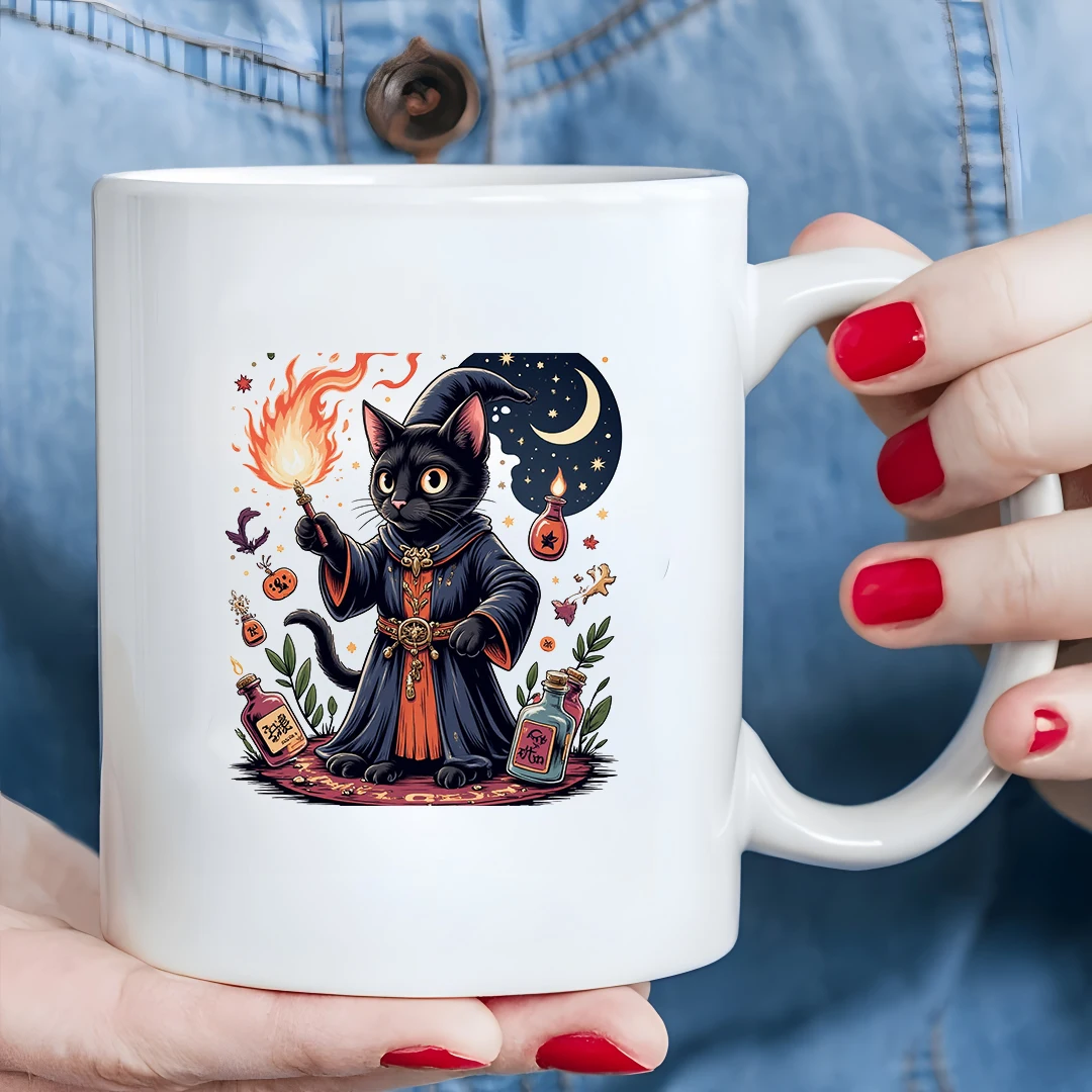 

Enchanting Wizard Black Cat 11oz Mug Kids Christmas Gift Family Office Creative Drink Cup
