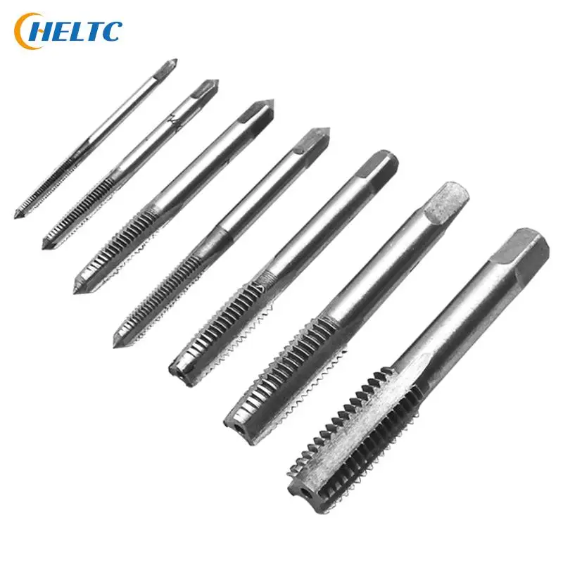 7pcs Male Thread Tap Set Metal Meters Drill Bit M3 M4 M5 M6 M8 M10 M12 Metric Impact Thread Plug Tap Mechanical Workshop Tools