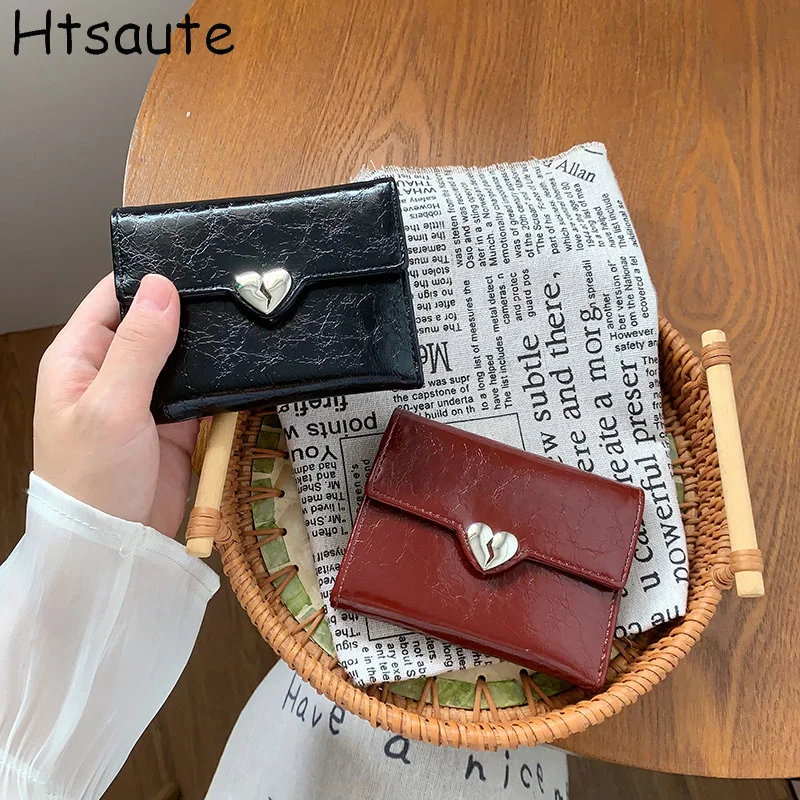 محفظة نسائية محافظ صغيرة جديدة من جلد البولي يوريثان بسيطة على الموضة للسيدات محفظة قصيرة متعددة البطاقات للطالبات المراهقات #1