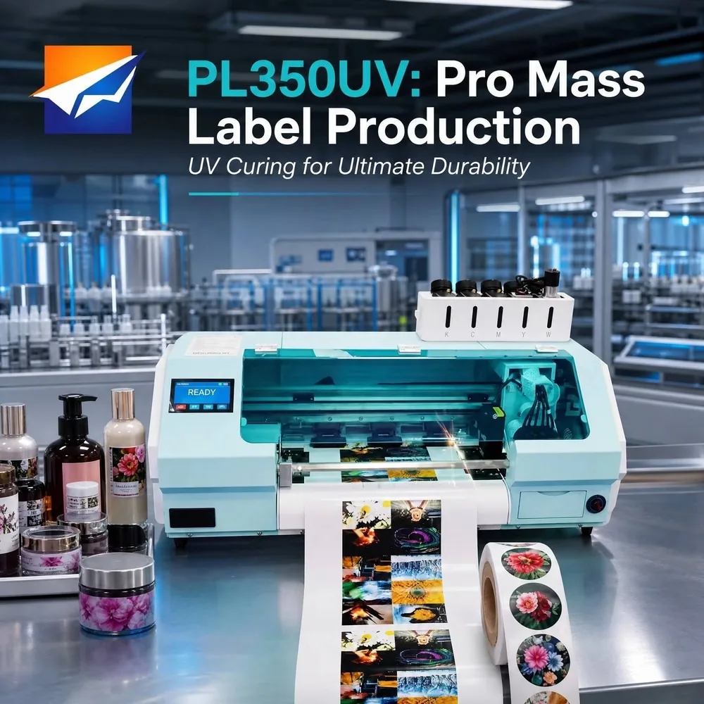 XP600 UV Label Printer 350mm Roll to Roll LED UV Curing Anti-alcohol Sticker Printing Machine 6 Color with White Ink