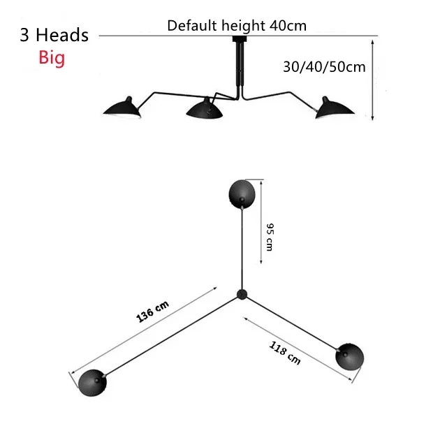 Mouille Plafondlamp Nordic Spider Hanglamp Multi 3/6heads voor Woonkamer Slaapkamer Zwart Armatuur Home Decor - afbeelding 1