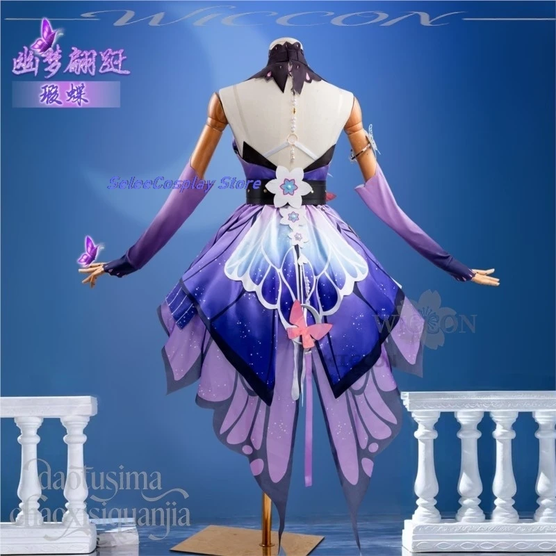 Disfraz de Cosplay de Halloween del Anime Honkai: Star Rail, Nuevo Atuendo de Castorice, Disfraz de Gossamer Flutter, Vestido Morado, Disfraces de Cosplay de Anime