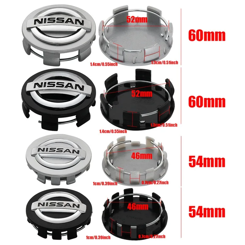54/60mm Car Wheel Center Cap Hub Covers Badge For Nissan qashqai j10 j11 TIIDA Juke Patrol Rogue X-Trail Micra Pathfinder Note