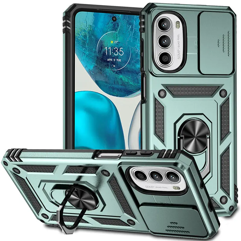 Case For Motorola Moto G82 XT2225 Armor Magnetic Metal Ring Holder Hard Back Phone Cover Case for Motorola Moto G82 MotoG82 5G