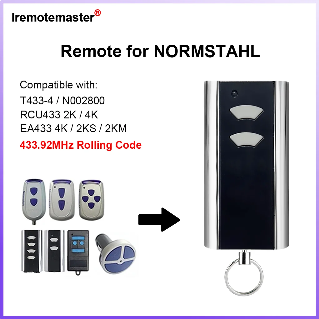 For Normstahl EA433 2KM Crawford Standard Steel EA433 2KS 4KS RCU N002800 Garage Door Remote Control 433.92MHz Rolling Code