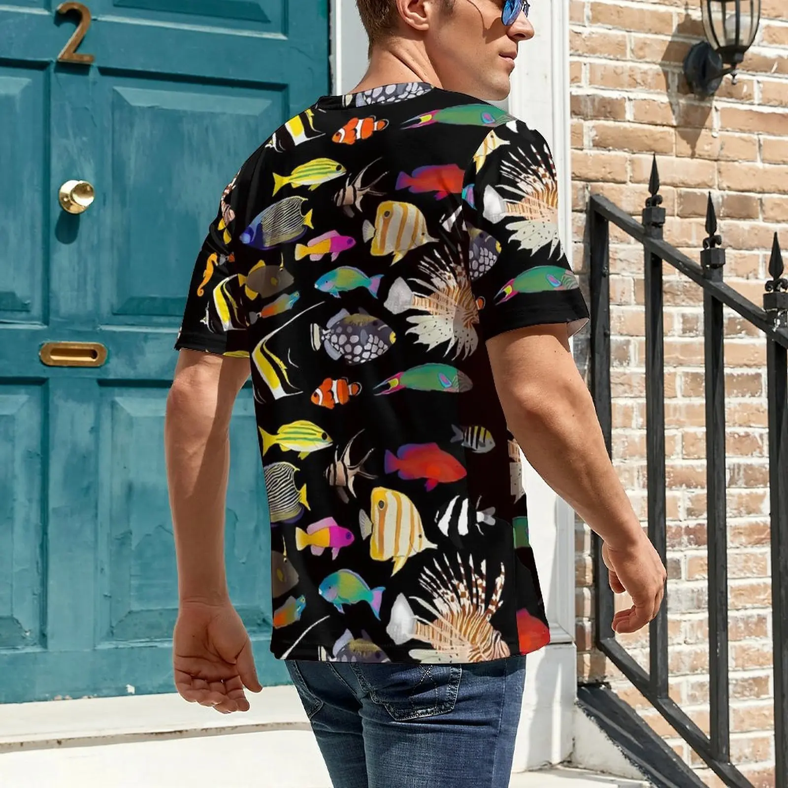 Color Sea Fish T Shirt Coral Reef Fishes Vintage T-Shirts Men Streetwear Tee Shirt Original Short Sleeve Custom Tops Plus Size