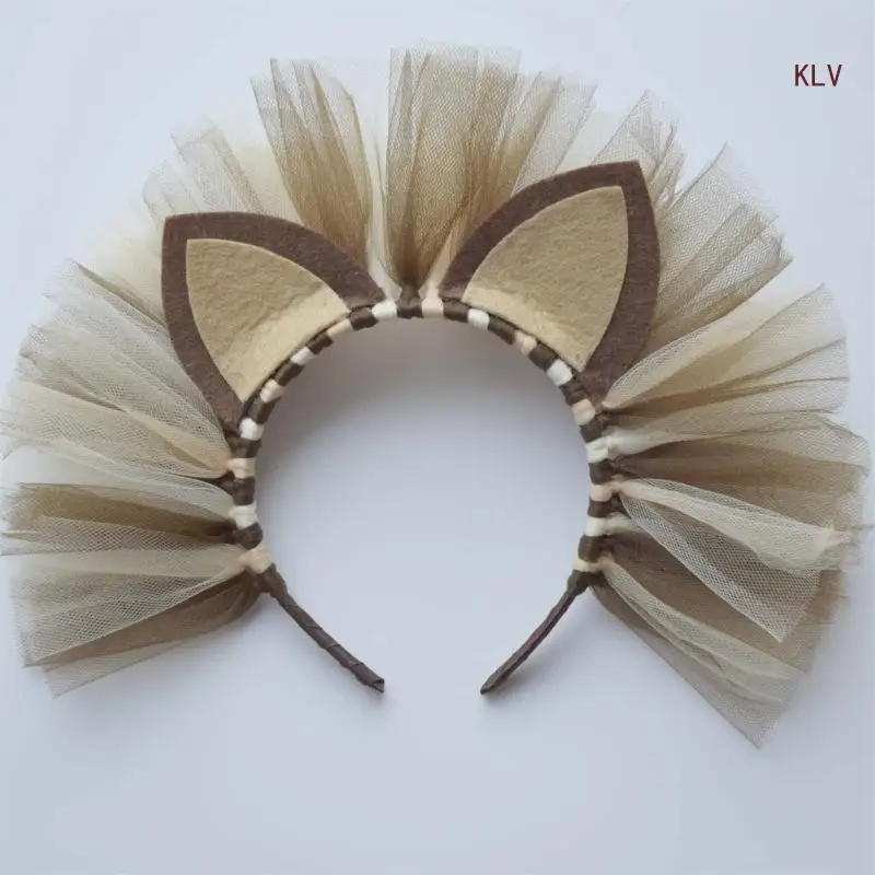 

Funny Party Lion Ears Headband Realistic Lion Costume for Adults and Children Lion Tulle Headband Dress Up Party