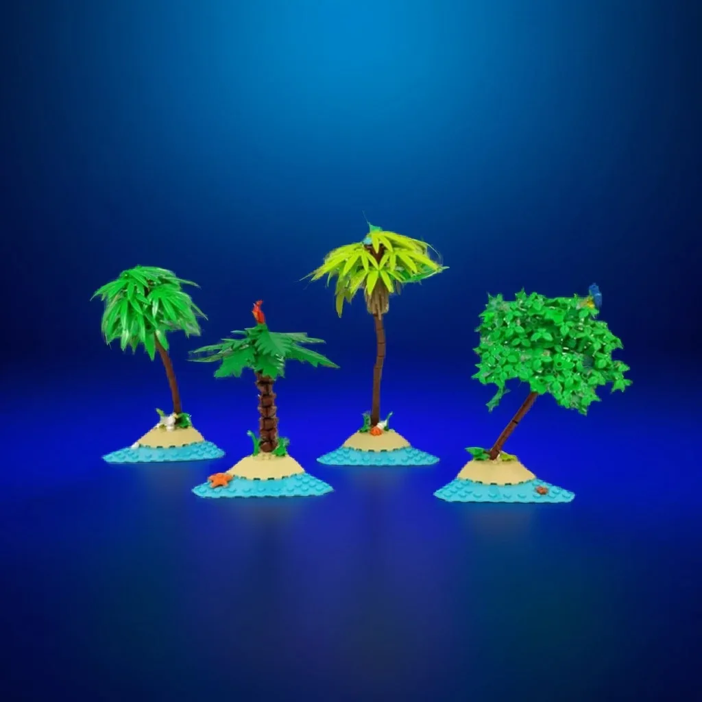 

189Pcs Palm Trees MOC with Brown Trunks, Feathery Leaves & Coconut Clusters Education Building Blocks Gift