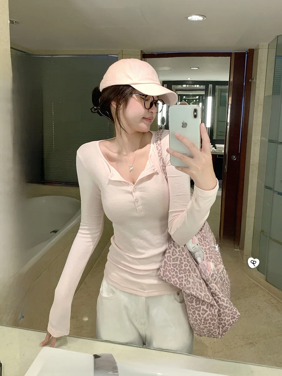 

CallmeEar Women's Long Sve T-irt Slim Fit Casual Sle Early Autumn Wool Blend Top Faionable And Comfortable