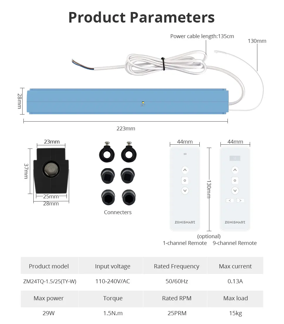 Zemismart WiFi-Elektro-Rollo-Motor, funktioniert mit Tuya-App für Wabenvorhang, Aluminium-Jalousien, römischer Schatten, Alexa, Google Home – Detail 13