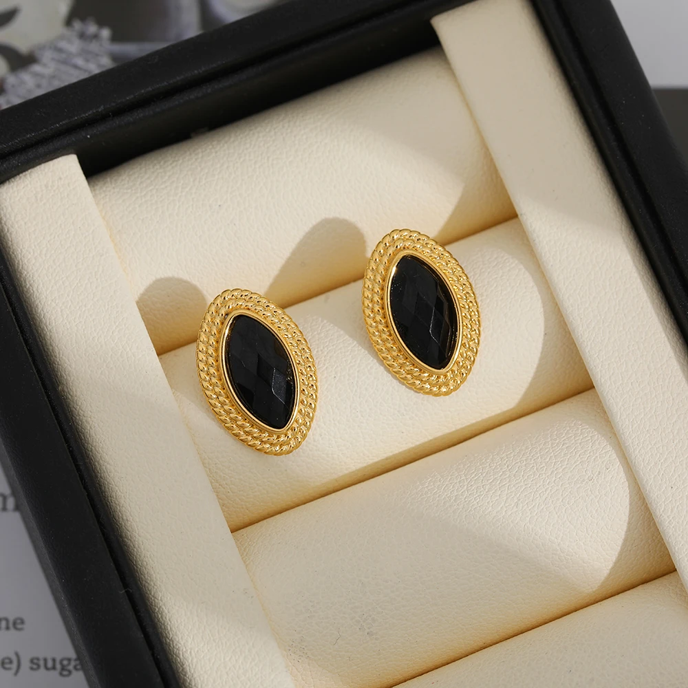 Pendientes de mujer de cristal geométrico - Impermeable - Acero inoxidable chapado en oro de 18 quilates de baja alergia - Pendientes geométricos elegantes para mujer