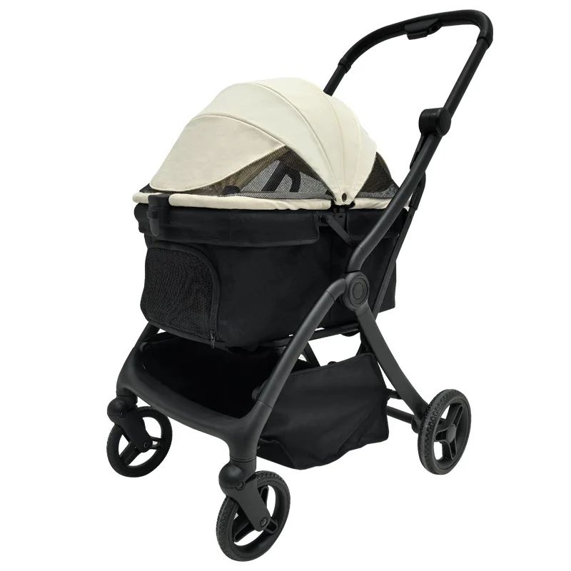 Portable Foldable Pet Dog Stroller Collapsible Outdoor Small/medium-sized Dog Stroller One-pedal Dual Brakes Model
