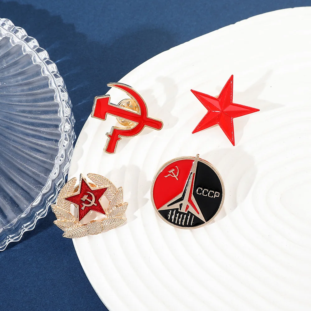 Retro-Symbol der UdSSR, Emaille-Anstecknadel, Roter Stern, Sichel und Hammer, Kaltkrieg, sowjetisches CCCP-Brosche, Geschenk, Abzeichen, Anstecknadel für Mantel, Mütze, Kleidung – Detail 3