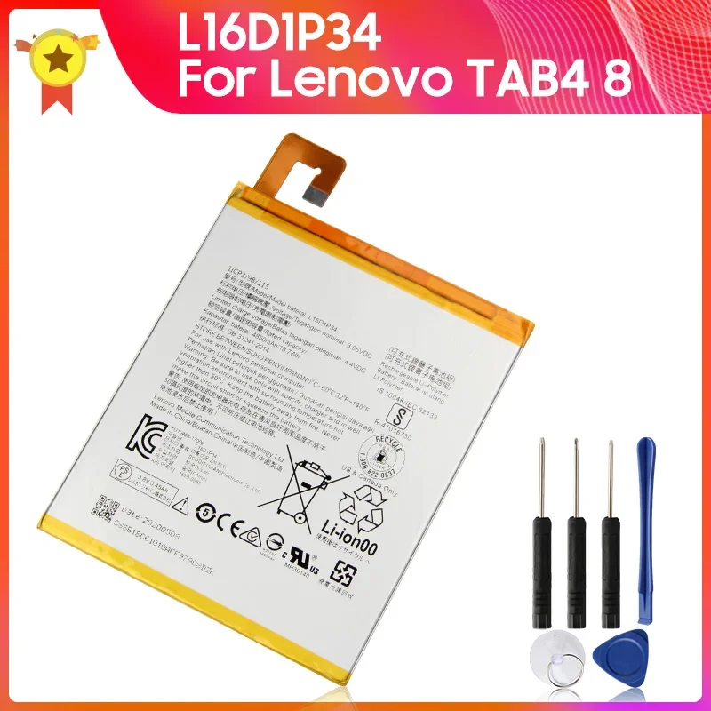 

Replacement Battery L16D1P34 for Lenovo TAB4 8 TB-8504N/F Tablet PC TAB4 8 Plus 4.4V Battery 4850mAh 18.7wh