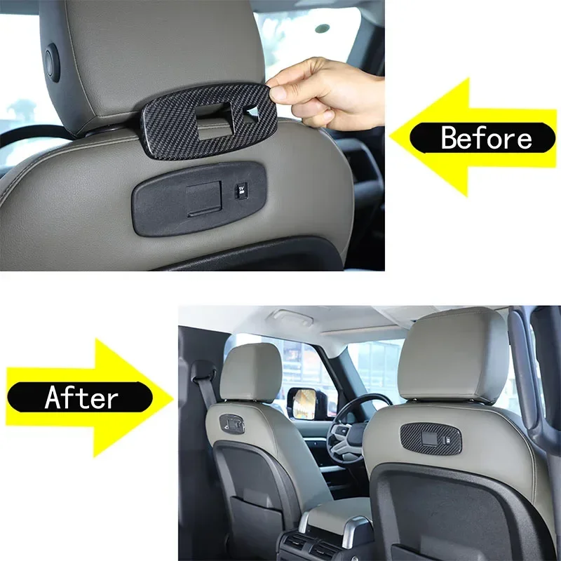 

2 шт., задняя панель USB-порта из настоящего углеродного волокна, рамка для Land Rover Defender 110 2020-2024, автомобильные аксессуары