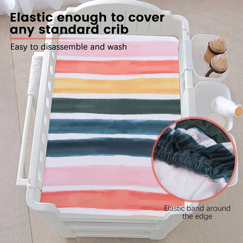 Eco-Friendly-Baby Diaper Changing Pad Cover Diaper Table With Removable Cloth Cover, Infant Stretchy Fabric Changing Mat Cover