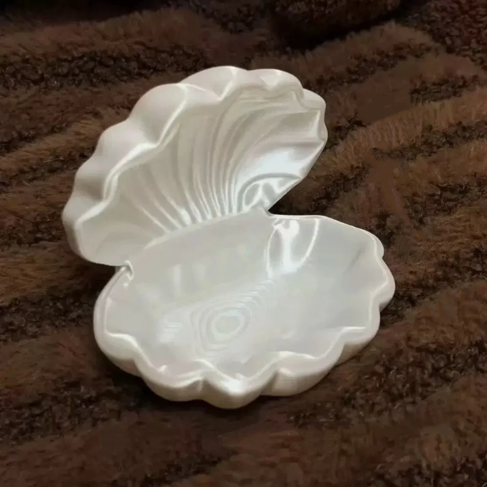 Stylish 3D Printed Shell Shape Storage Box Decorative Multi-function Shell Trinket Box Plastic Jewelry Organizer Bathroom
