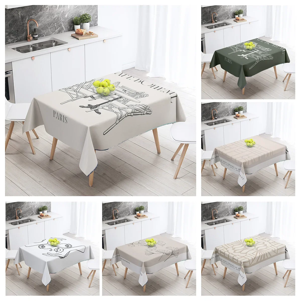 Morandi Grey Abstract Tablecloth Nordic Minimale Geometric Pattern Hall Restaurant Dual-use Student Dormitory Coffee Table Mat