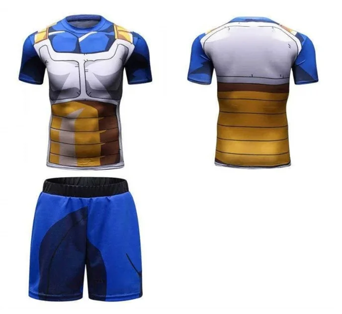 Adult and Children Dragon Ball Fans Rejoice!Goku/Vegeta Battle Suit 3D Printed T-shirt and Shorts,transforming Into Super Saiyan