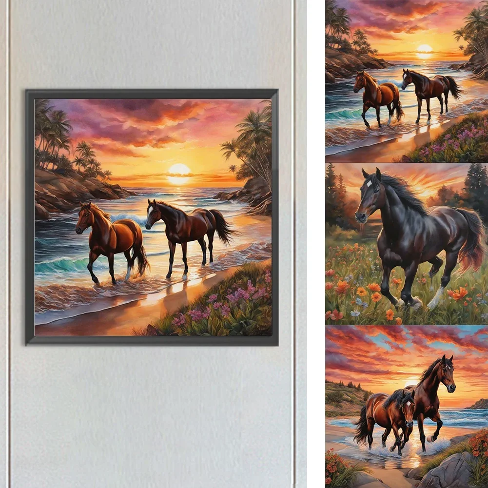 5D DIY Full Round Drill Diamond Painting Fine Horse Kit Home Decor Art Craft