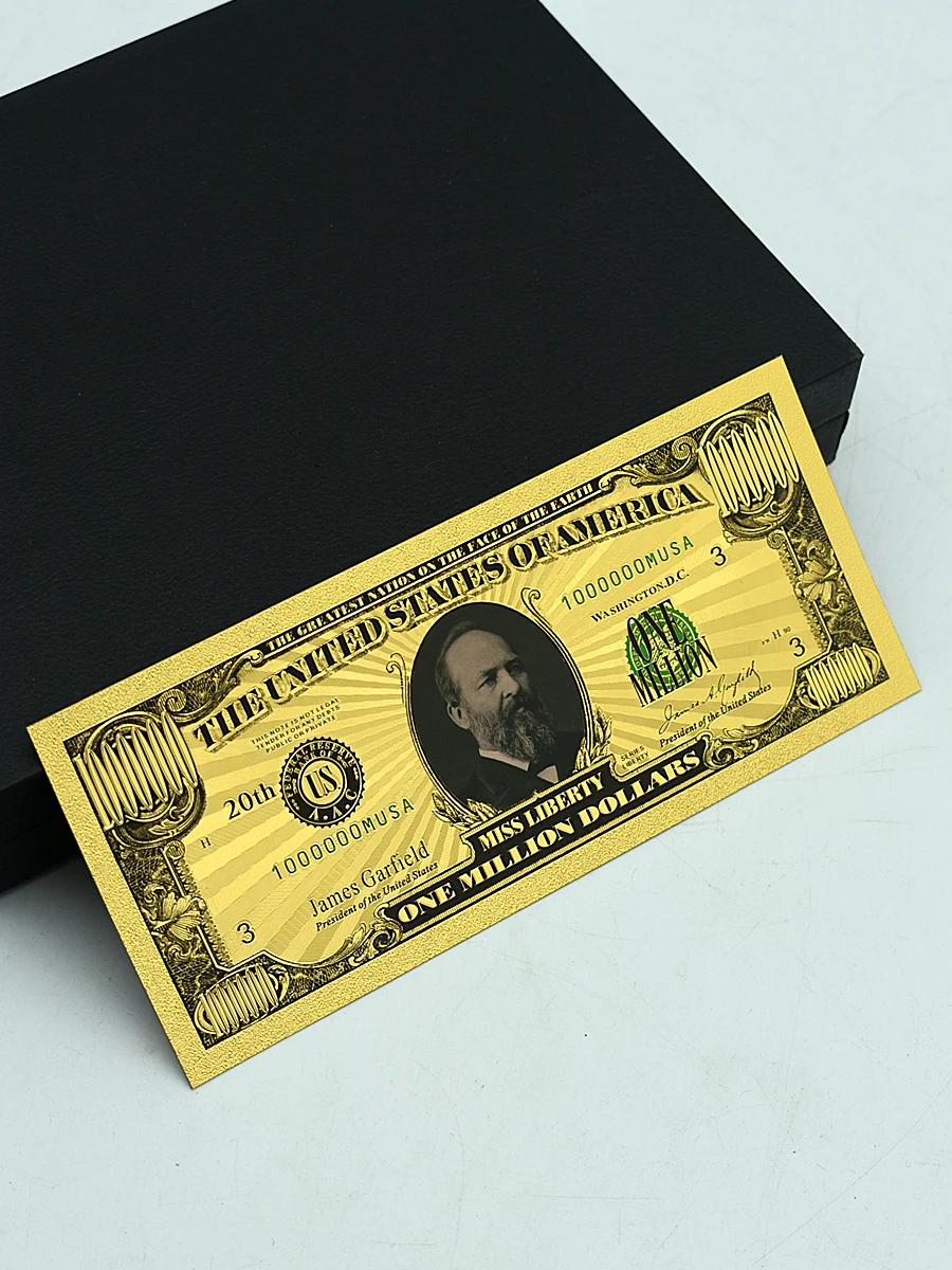 James A. Garfield 20th US President Collection Plastic Card Gold Foil Banknotes One Million Dollars Holiday Fan Gifts