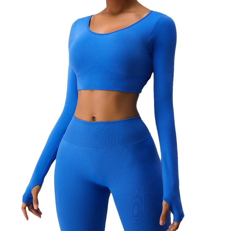 Women Sport Shirt Hollow Out Yoga Tops Long Sleeve Thumb Hole Running T-Shirt Girls Slim Gym Fitness Crop Top Sweatshirts Female