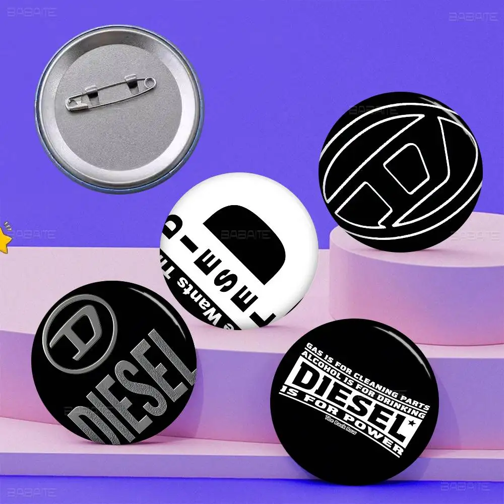 D-DIESEL Logo Tinplate Pin Button Custom Anime Role Old-school Brooch Cartoon Collar Badge Jewelry Gift Fans
