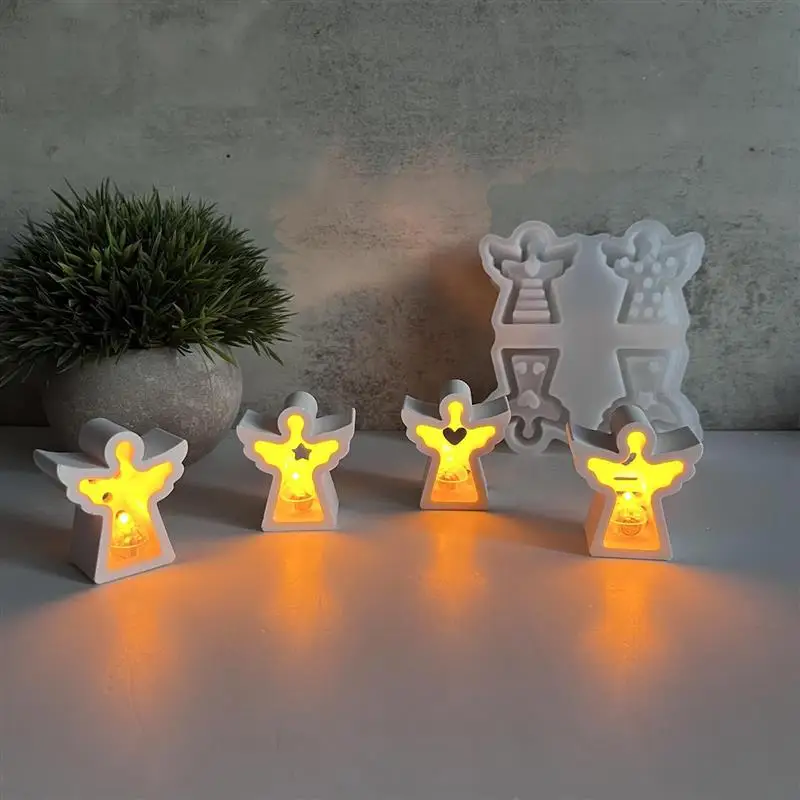 4-Holes Angel Atmosphere Lamp Candle Silicone Mold Angel Ornament Decorative Gypsum Dropping Resin Mold ﻿ Home