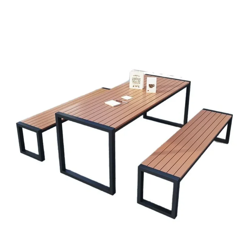 

Outdoor plastic wood tables and chairs courtyard moisture-proof outdoor casual dining table