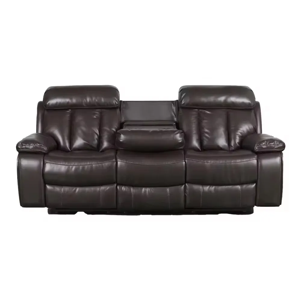 

Custom Air Leather 3 2 1 Manual Reclining Living Room Sofas With Drop Down Table