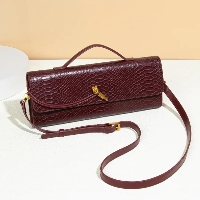 

High-End Snake Skin Pattern Dinner Bag Accordion Handbag oulder Crossbody Bag with Flip Cover Ele Women's Purse
