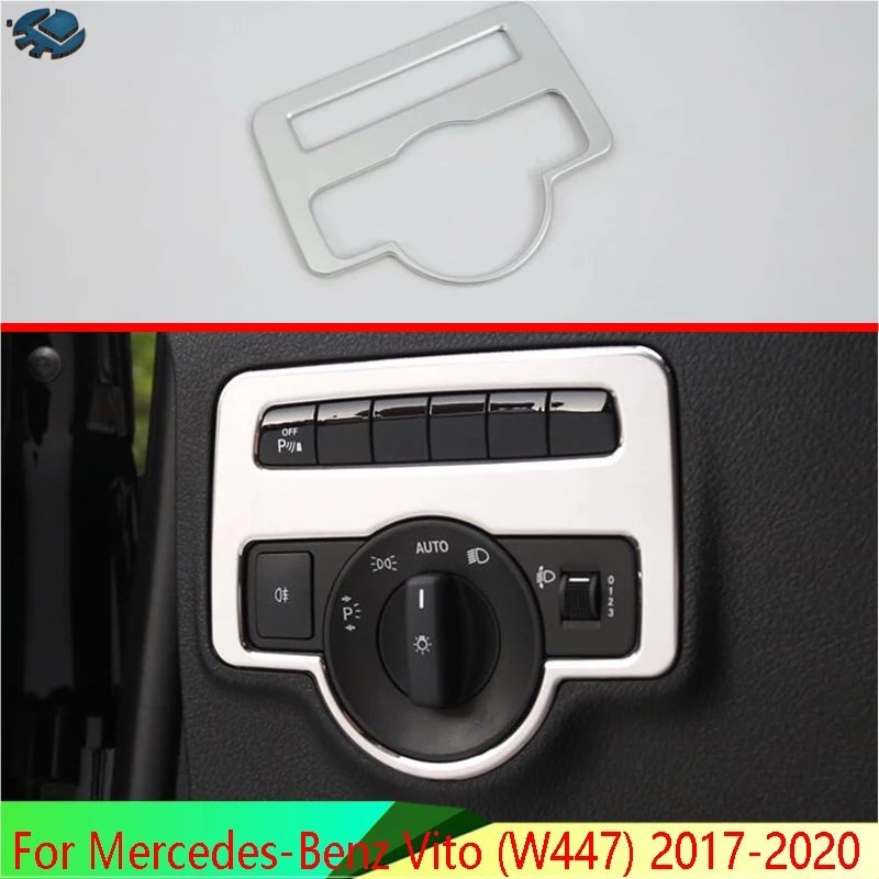 

Для Mercedes-Benz Vito (W447) 2017-2020 ABS хромированная кнопка переключателя фар, панель управления, накладка, рамка