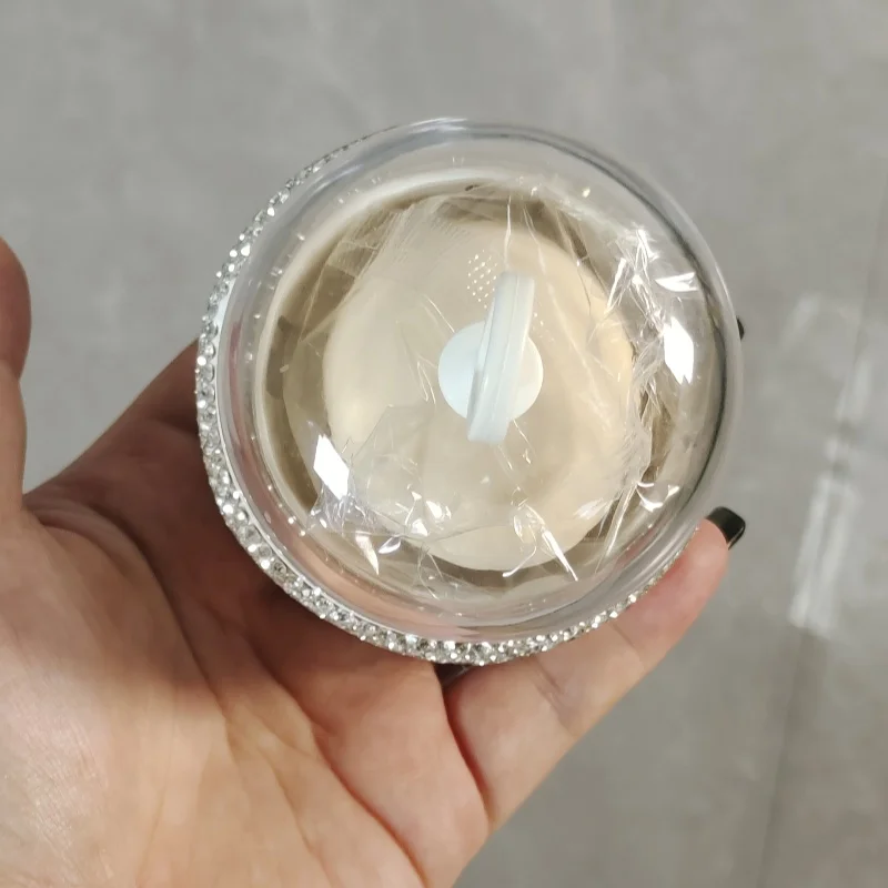 High appearance level beauty egg storage box artificial diamond-encrusted portable dustproof super soft with lid do not eat pink