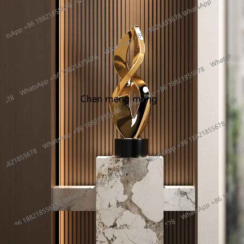 A74Electroplated gold abstract sculpture ornament sales department stairwell soft decoration floor
