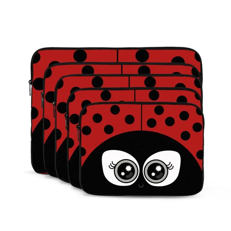 Black and Red Polka Dot Cute Ladybug Print Laptop Sleeve Bag Business Briefcase Protective Case for Ultrabook Notebook Tablet