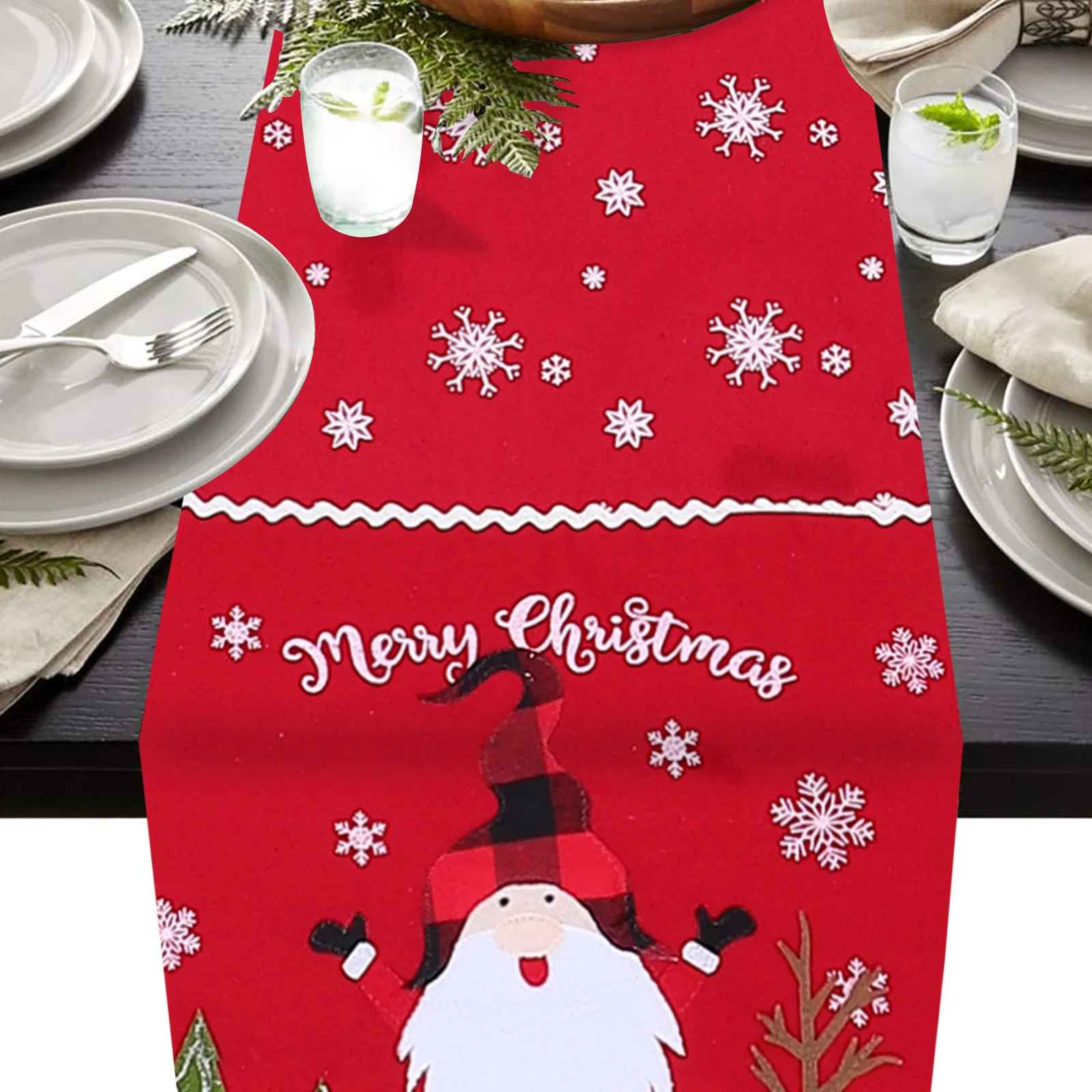 

1pc Christmas Table Runner For Party Xmas Decorative Tablecloth Red Premium Natural Material Dining Table Decoration Fit