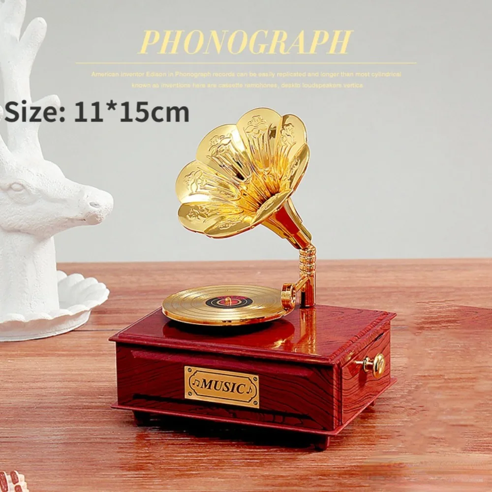 European-style Gramophone Model Music Box Gramophone Model Phonograph Shape Classical Phonograph Drawer Music Box Music Box